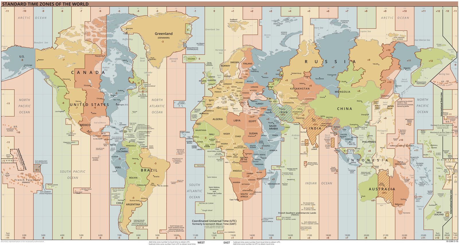 世界经度与时区图