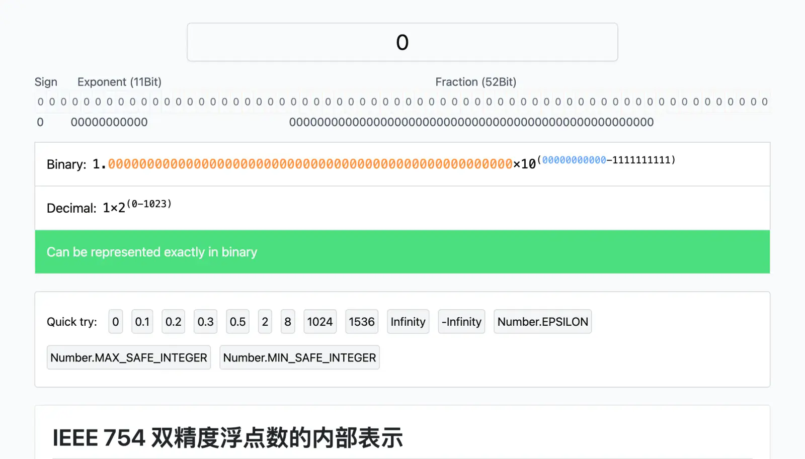 0 的浮点数转换